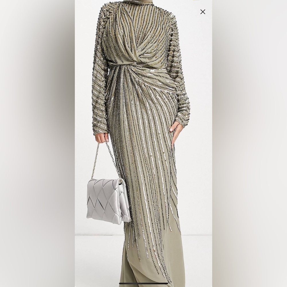ASOS Metallic Long Sleeve Dress